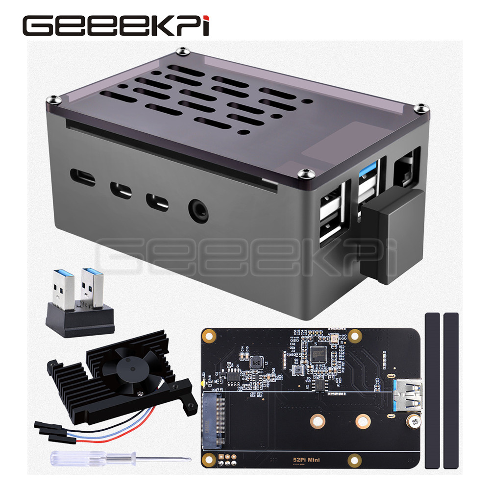 Pi Cooler - GeeekPi Aluminium-Ziegelgehäuse, schwarzes Gehäuse mit M.2
