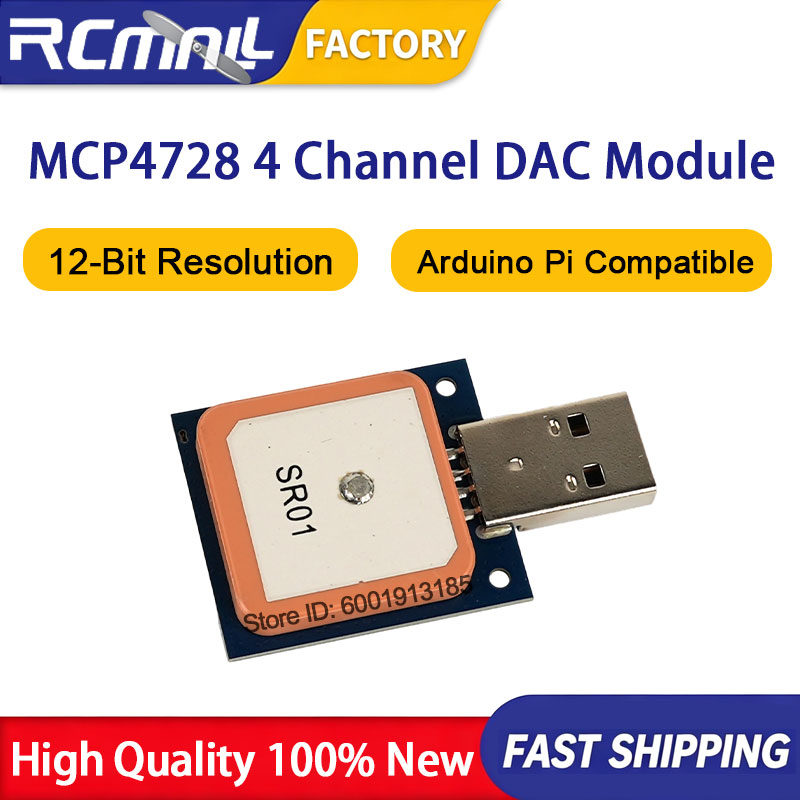 Raspberry Pi 4 - MCP4728 12-Bit I2C DAC-Modul 4-Kanal Digital-Analog-Wandler